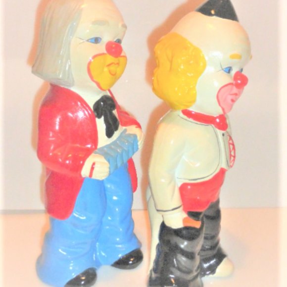 Pair of Vintage CLOWN BANKS Ceramic Clown Vintage Bank Clown Bank Piggy Bank Cir - Picture 2 of 6